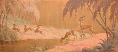 null CARTIER Jacques, 1907-2001, 

Antilopes au cours d'eau

Huile sur isorel et...