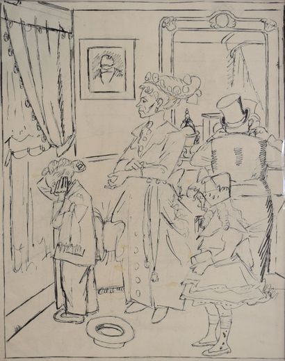 CHAS-LABORDE, 1886-1941 Nus-Visage-Elégante-Scène de genre
Six dessins à l'encre...