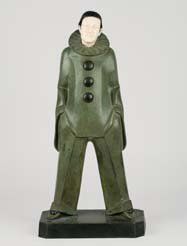MAX LE VERRIER (1891-1973) Pierrot Sculpture en métal de composition à patine verte...