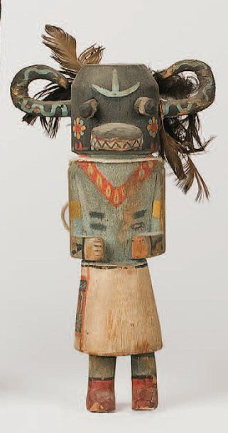 null KATCHINA NATASKA "ogre noir " HOPI (Arizona), circa 1930 Masque cornu noir avec...