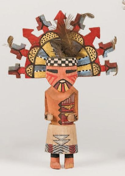 null Kachina SALAKO MANA HOPI (Arizona), circa 1960 Chevelure à damier, motif masculin...