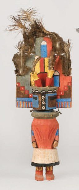null Kachina HEMIS HOPI (Arizona), circa 1960 Tableta multicolore, masque surmonté...