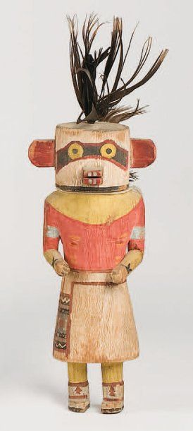 null Kachina HOCHANI HOPI (Arizona), circa 1950 Yeux en lunettes à bandeau noir,...