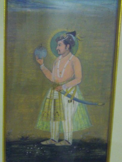 null Portrait de Jahangir. Gouache et or sur papier représentant l'empereur moghol...