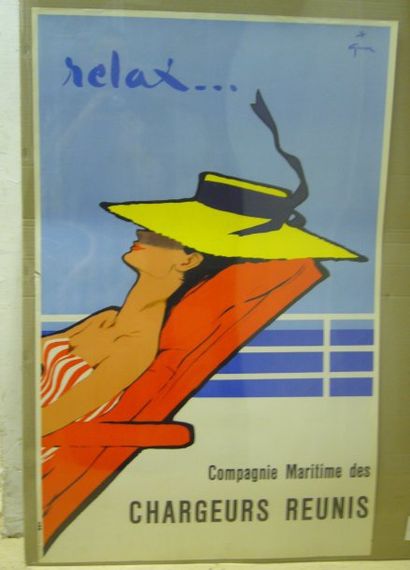 GRUAU René Cie MARITIME DES CHARGEURS REUNIS : RELAX Non entoilée 62 X 98 cm