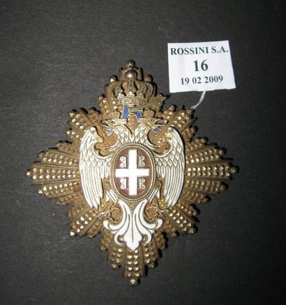 Ordre de l'Aigle blanc de Serbie. Plaque de Grand Officier ou de première classe...