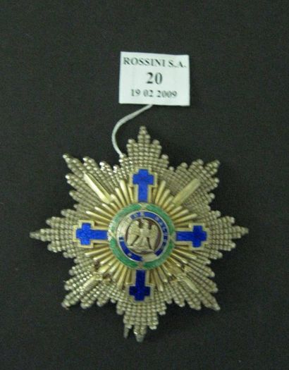 Ordre de l'Etoile de Roumanie. Plaque de grand officier à titre militaire. Vermeil...
