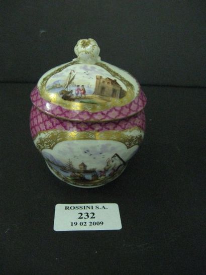 null Pot couvert de forme balustre en porcelaine de MEISSEN (parfait état) ref c...