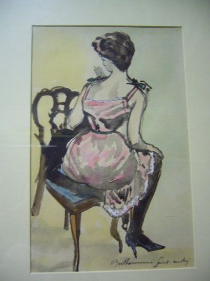 BERTHOMMÉ-SAINT-ANDRÉ Louis, 1905-1977 Jeune femme sur une chaise Aquarelle, signée...