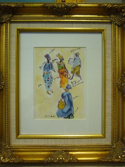 BERTHOMME SAINT-ANDRE Louis (1905-1971), Dakar, aquarelle, signé en bas à gauche,...