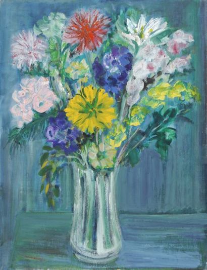 GAUTIER Jacques dit TAL'HOUARN, 1902-1995, Bouquet au vase en verre, huile sur toile,...