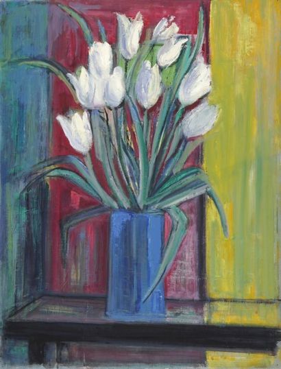 GAUTIER Jacques dit TAL'HOUARN, 1902-1995, Les tulipes blanches, huile sur toile,...