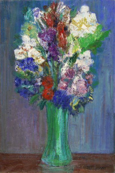 GAUTIER Jacques dit TAL'HOUARN, 1902-1995, Bouquet au vase vert, huile sur toile,...
