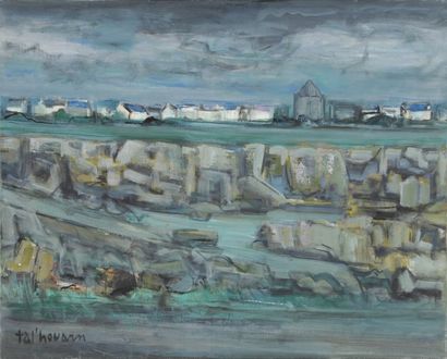 GAUTIER Jacques dit TAL'HOUARN, 1902-1995, Les rochers par temps gris, huile sur...