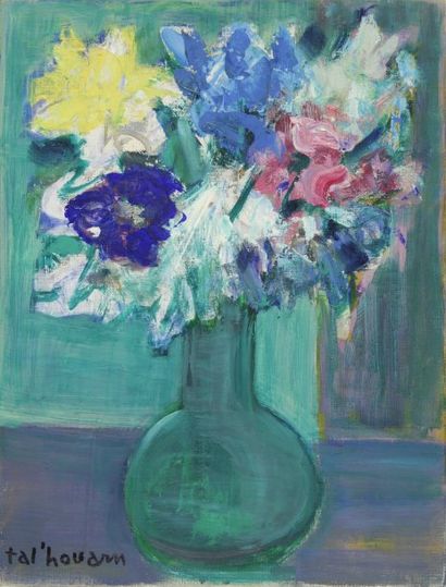 GAUTIER Jacques dit TAL'HOUARN, 1902-1995, Fleurs au vase vert, huile sur toile,...