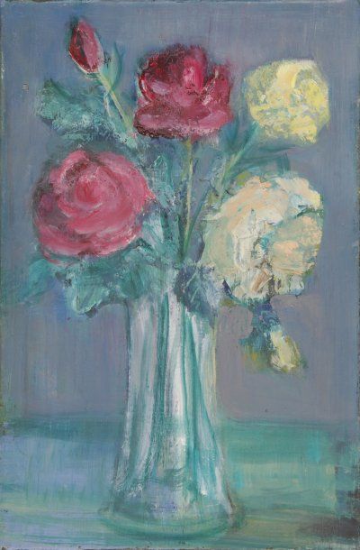 GAUTIER Jacques dit TAL'HOUARN, 1902-1995, Vase de roses rouges, blanches et jaunes,...
