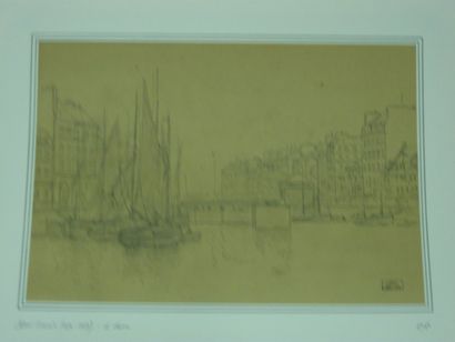 GRESSIN Henri "LE HAVRE" Dessin au crayon noir Cachet 31 x 44.8 cm