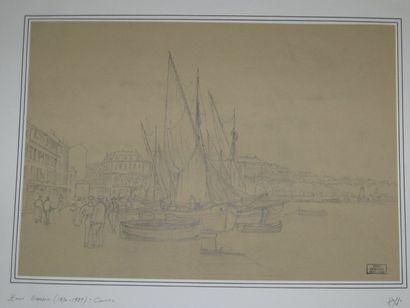 GRESSIN Henri "CANNES" Dessin au crayon noir Cachet 31 x 45 cm