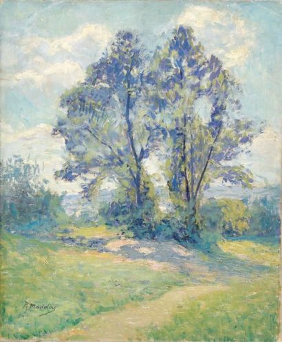 MADELINE Paul, 1863 - 1920 Bosquet d'arbres Huile sur toile, cachet de la signature...