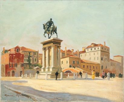 MENARDEAU Maurice, 1897 -1977 Place a Venise, 1930 Huile sur toile, signee en bas...