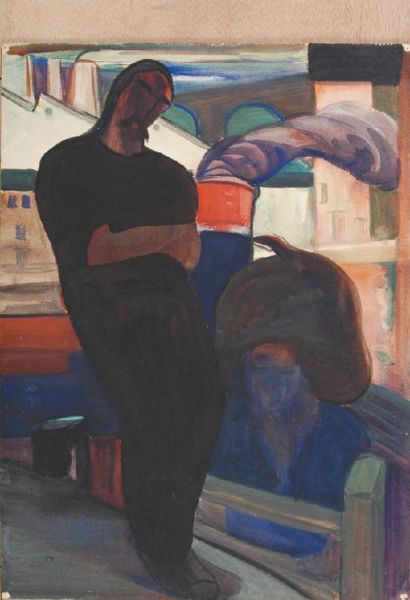 Joseph LACASSE Marin sur le port, 1924 Aquarelle (traces d'une première esquisse),...