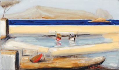 Constantin PACEA dit CONSTANTIN Barques devant la mer Huile sur toile, signée en...