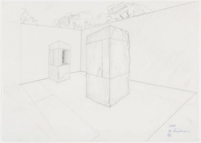 Ulrich RÜCKRIEM Projet d?installation, 1989 Dessin à la mine de plomb, signé et daté...