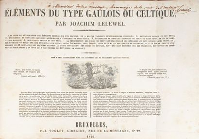 LELEWELL Joachim "Eléments de type gaulois ou celtique". 1840 ; Bruxelles ; P. J.VOGLET....