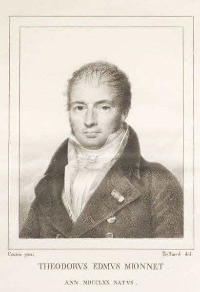 THEODORE MIONNET. Portrait lithographié (90x110) du conservateur du Cabinet des Médailles...