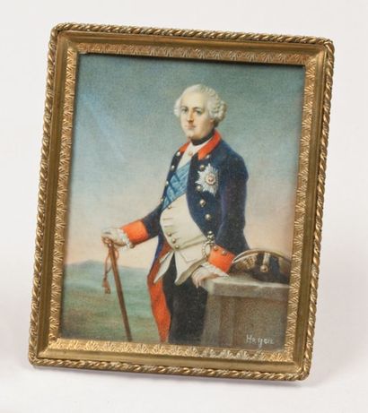 null Portrait de Frédéric le Grand. Miniature rectangulaire sur ivoire, portrait...
