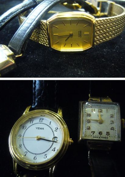 null Lot de trois montres bracelet de dame.: yema, seiko et Lip.