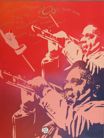 Peinture sur toile (acrylique et aérosol) de Jacques Chesnel Dizzy Gillespie (Keep...