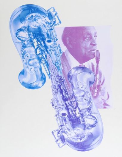oeuvre de Laurent Le Pont Benny Carter technique mixte représentant le grand saxophoniste...