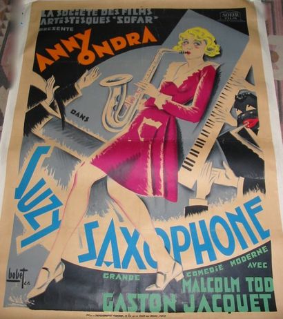 null affiche du film "Suzy Saxophone" : illustr. de Bobet (1928) 120 x 160 cm en...