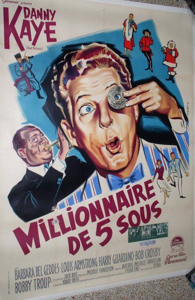 null affiche de film « Millionnaire de 5 sous » avec Louis Armstrong 120x 160 cm...
