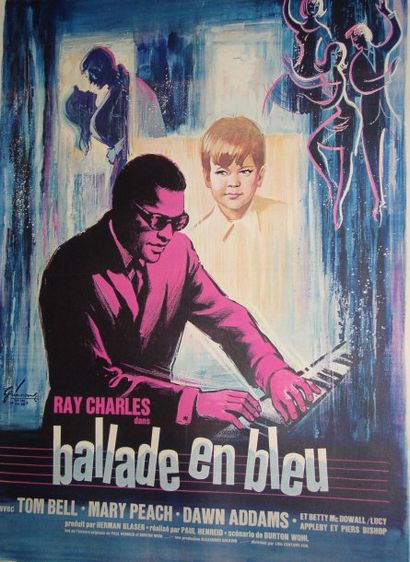 null affiche de film « Ballade en bleu » 1965 avec Ray Charles 1965 40 x 60 cm e...