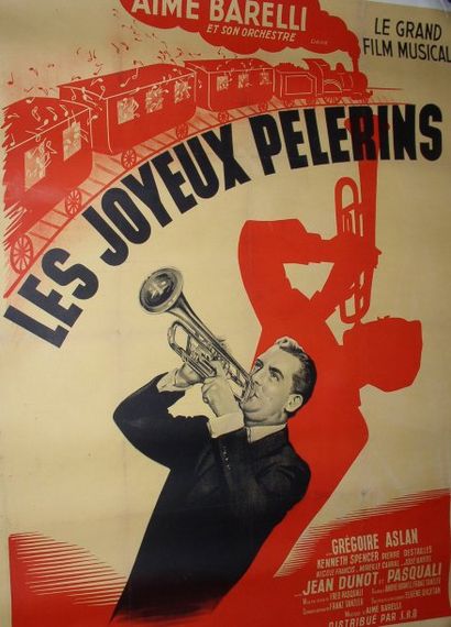 null affiche de film « les Joyeux Pélerins » avec Aimé Barelli 120 x 160 cm ento...
