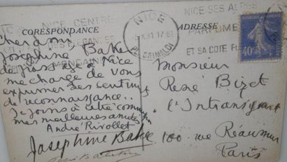 Joséphine Baker message de Joséphine Baker contresigné par elle-même 1931 carte postale...
