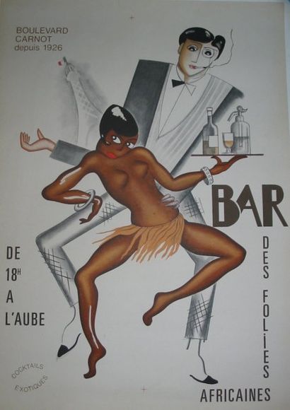 Joséphine Baker affiche " Bar des Folies Africaines " circa 1930 (inspiré de J.Baker)...