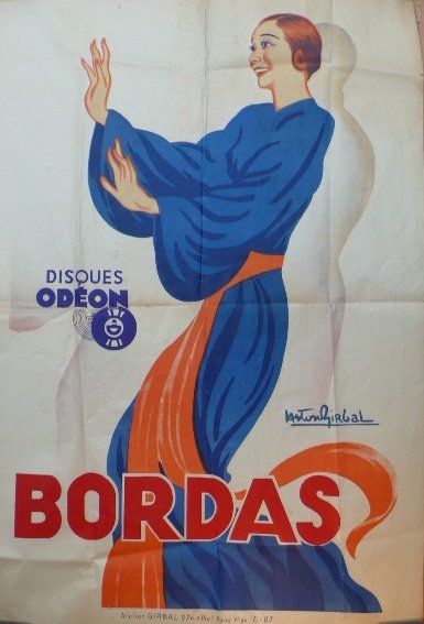 null affiche « Bordas » disques Odéon illustr. Girbal 80 x 120 cm