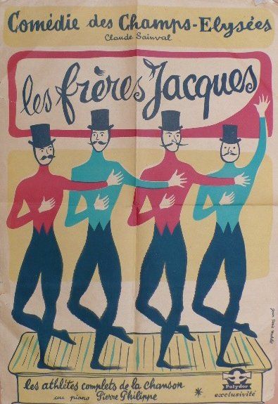 null affiche « Les Frères Jacques » Polydor illustr.JD Maclès 40 x 60 cm