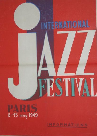 null affiche anglaise Festival de films de Jazz may 1949 graphisme de Charles Delaunay...