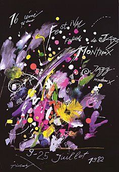 null affiche Festival de Montreux 1982 illustr. Tinguely 70 x 100 cm encadrée