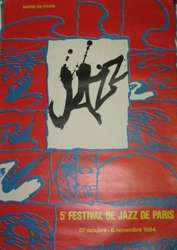 null affiche 5 ème Festival de jazz de Paris 1984 illustr. de Alechinsky encadrée...
