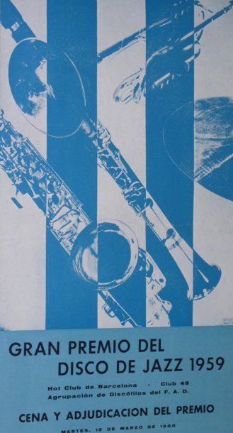 null 6 affiches « Gran Premio del Disco de Jazz Barcelona » 38 x 51 cm années 1956...