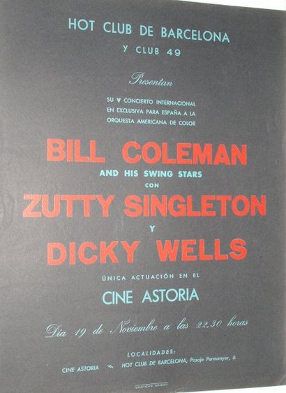 null 5 affiches (texte) « Hot Club de Barcelona » 32 x 43 cm : Lionel Hampton - Bill...