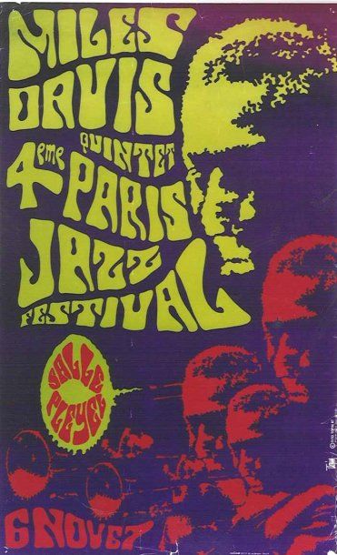 null affiche « Miles Davis quintet 4 ème Paris Jazz Festival 1967 » 57 x 85 cm e...
