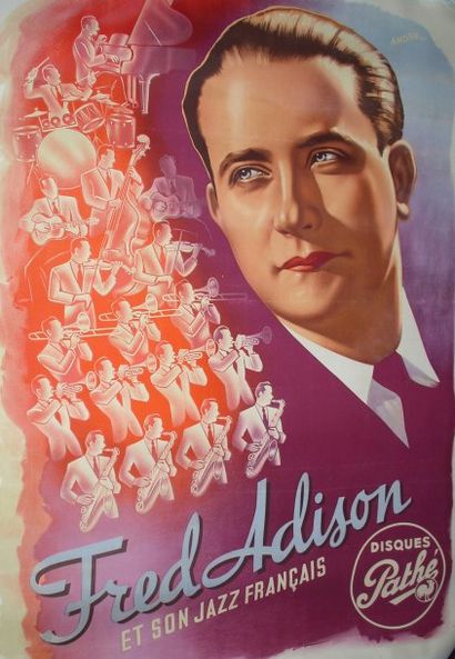 null 2 affiches « Fred Adison et son jazz français » 1941 illustr. de André 120 x...