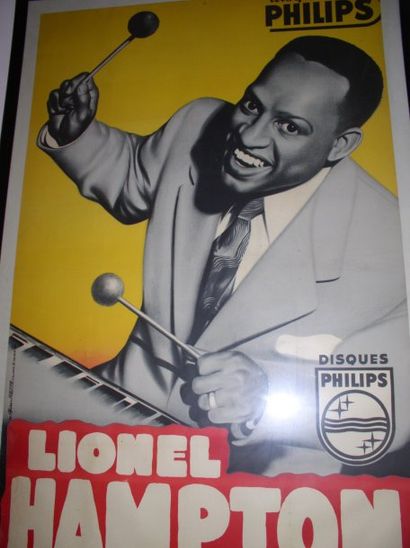 null affiche Lionel Hampton disques Philips 78 x 121 cm entoilée