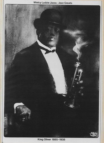 null affiche de la série « Jazz Greats » « King Oliver »						 64 x 94 cm encadr...